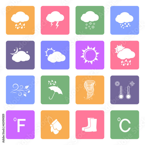 Weather icons set, flat design vector