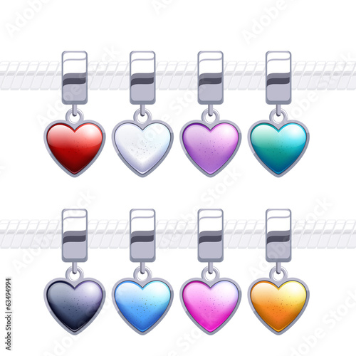 Assorted metal charm heart pendants for necklace or bracelet.