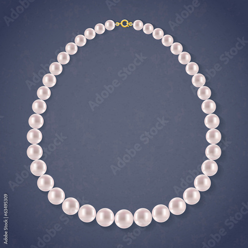 Round Pearls Necklace on dark background.