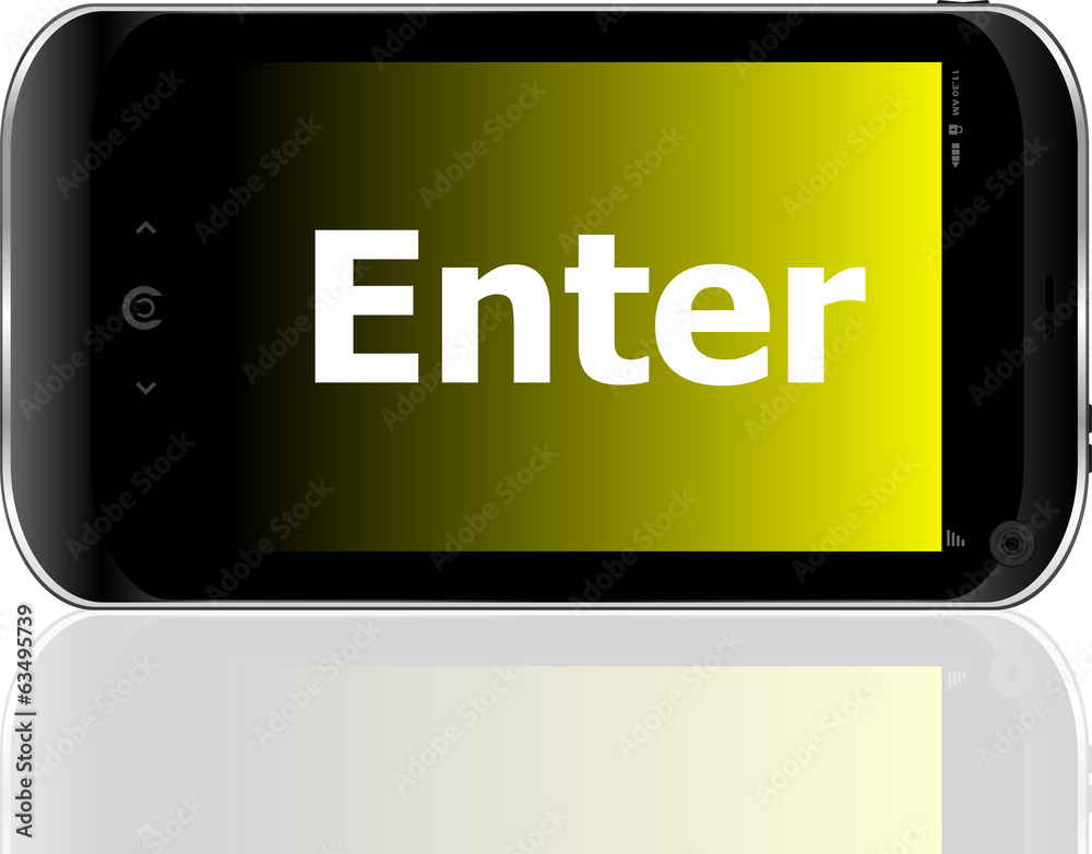 Web development concept: smartphone with word enter on display Web development concept: smartphone with word enter on display