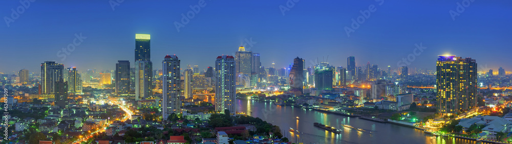 Bangkok night view - obrazy, fototapety, plakaty 