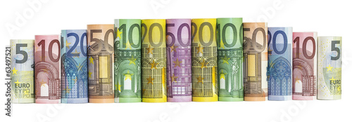 Euro Money Banknotes isolated on white background