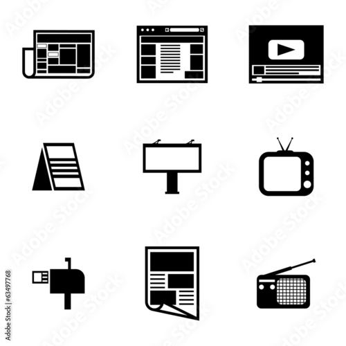 Vector black advertisement icons set