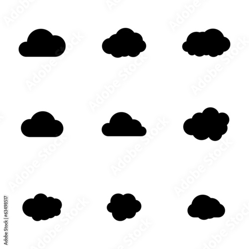 Vector black cloud icons set