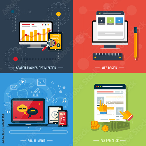 Icons for web design, seo, social media