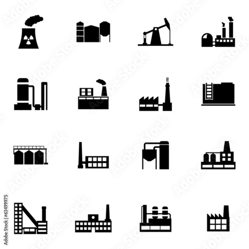 Vector black factory icons set