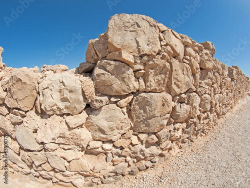 Wall of Herods castle in fortress Masada, Israel