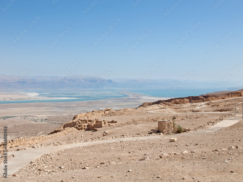 Obraz premium view of Dead Sea from fortress Masada, Israel