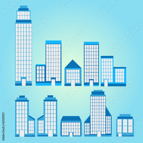 Set of Skyscraper With Blue Background