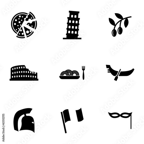 Vector black italian icons set