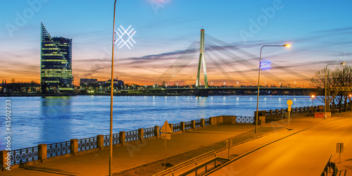 Riga (Latvia)  at night.  The view from Daugava river