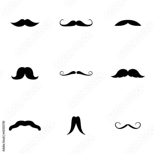 Vector black mustaches icons set