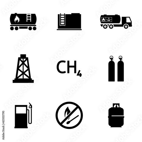 Vector black natural gas icons set