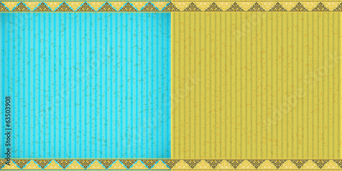 Thai style complex blue and yellow card board texture