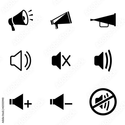 Vector black speaker icons set