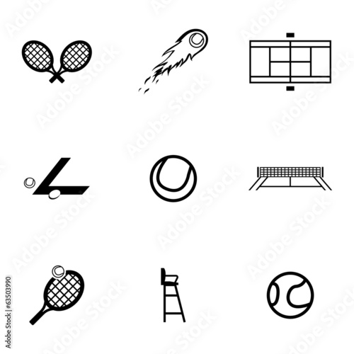 Vector black tennis icons set