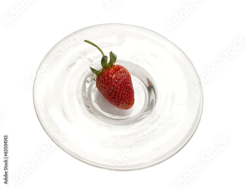 strawberries on glass plate