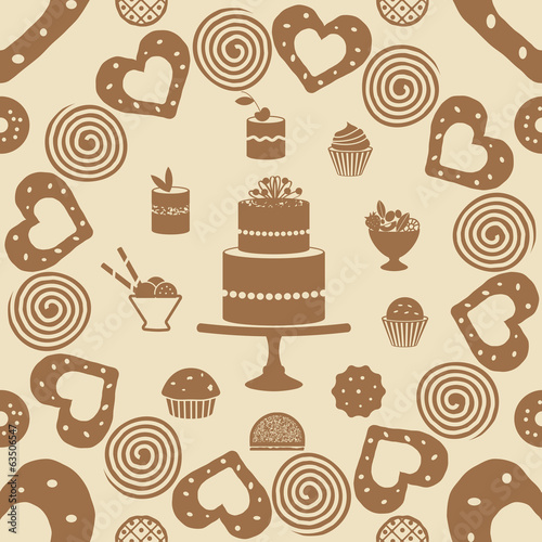 Sweets themed seamless pattern background
