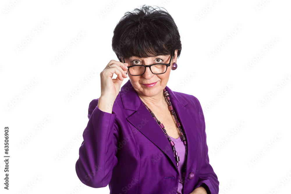 Satisfied woman wearing glasses Satisfied woman wearing glasses