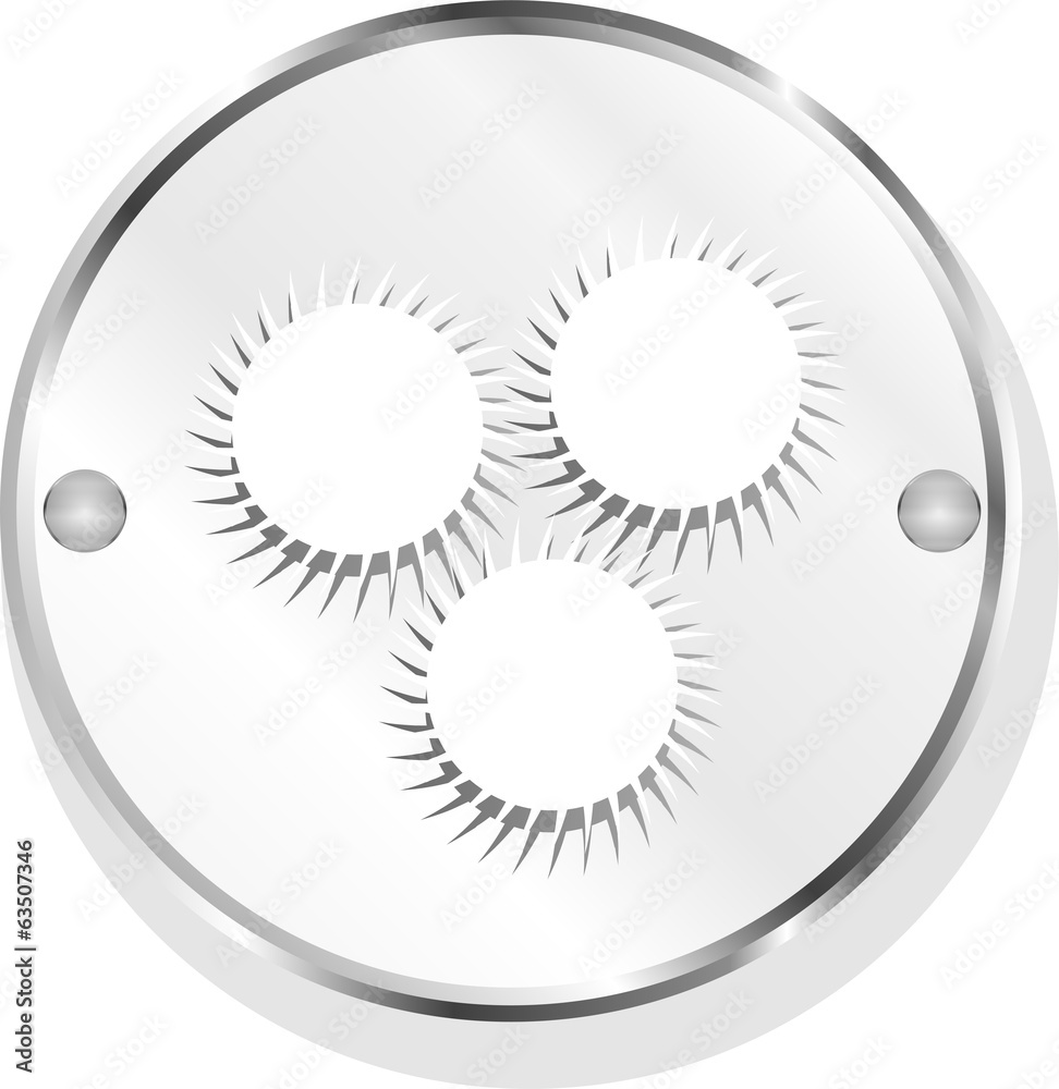 Empty white abstract circles on web button (icon) isolated