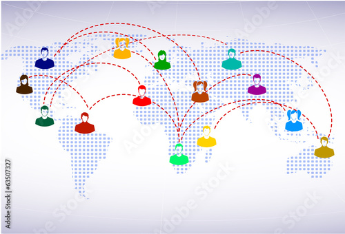 people icons on a background of the planet