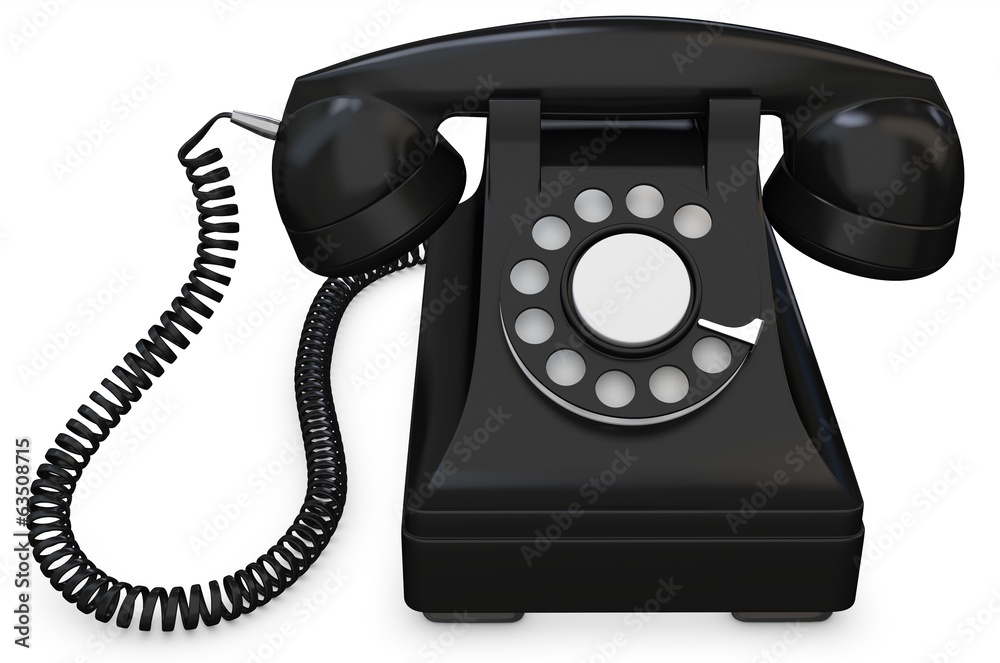 3d black old-fashioned phone