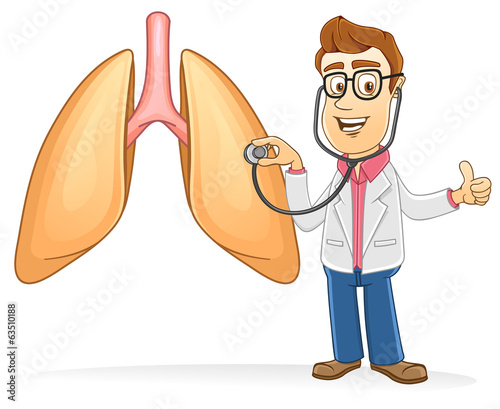 Doctor check lung using a stethoscope