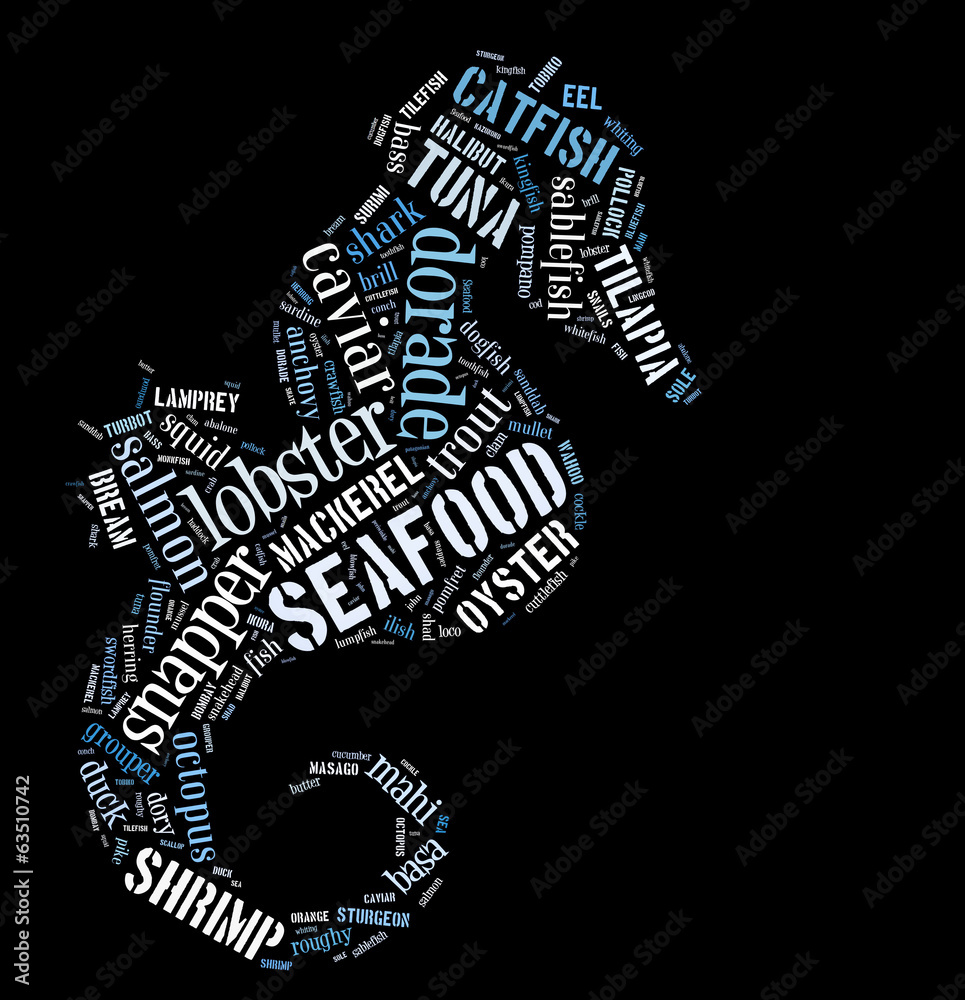 Fototapeta premium Seafood word cloud