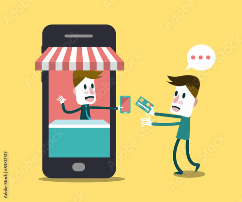 Shopping online, Online Store on smart phone. vector