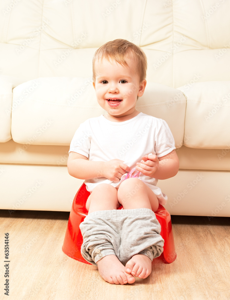 baby sitting on potty in toilet baby sitting on potty in toilet