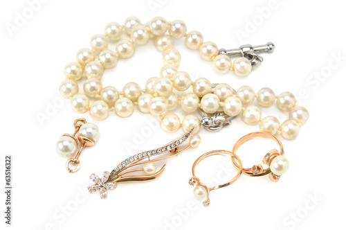 pearl jewelry isolated on white background