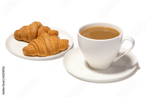 coffee with milk and croissants