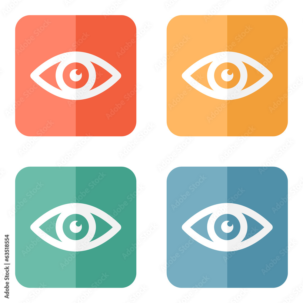 Eye icons on colored buttons