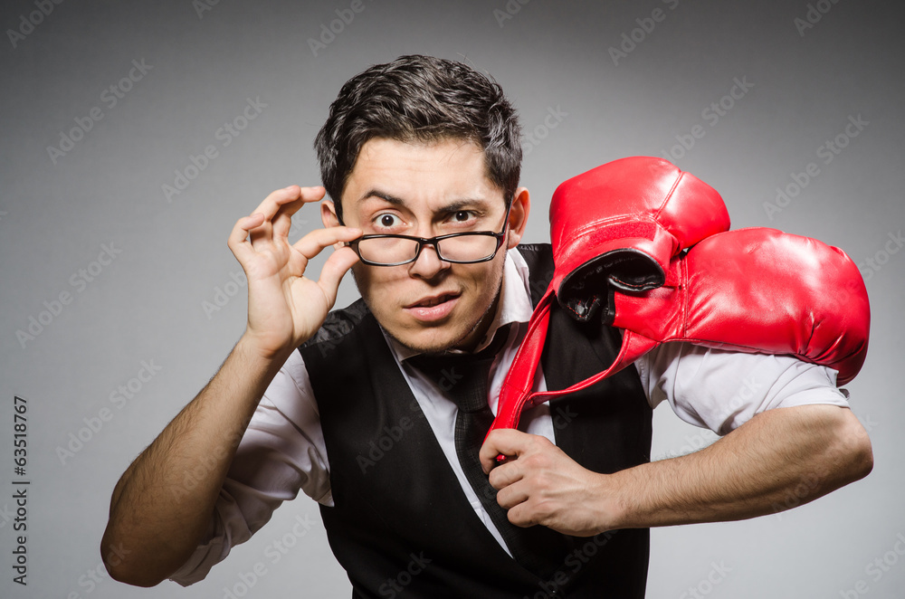 Funny boxer businessman in sport concept Funny boxer businessman in sport concept