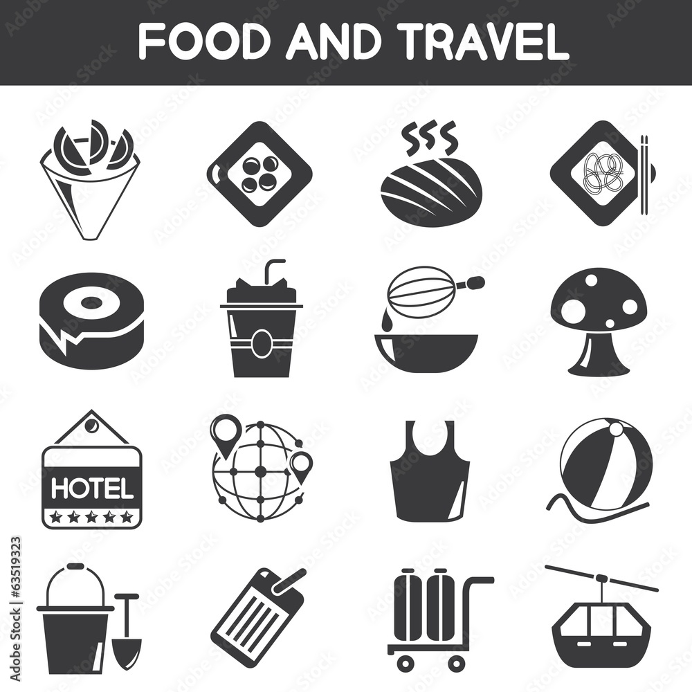 food and travel icons food and travel icons