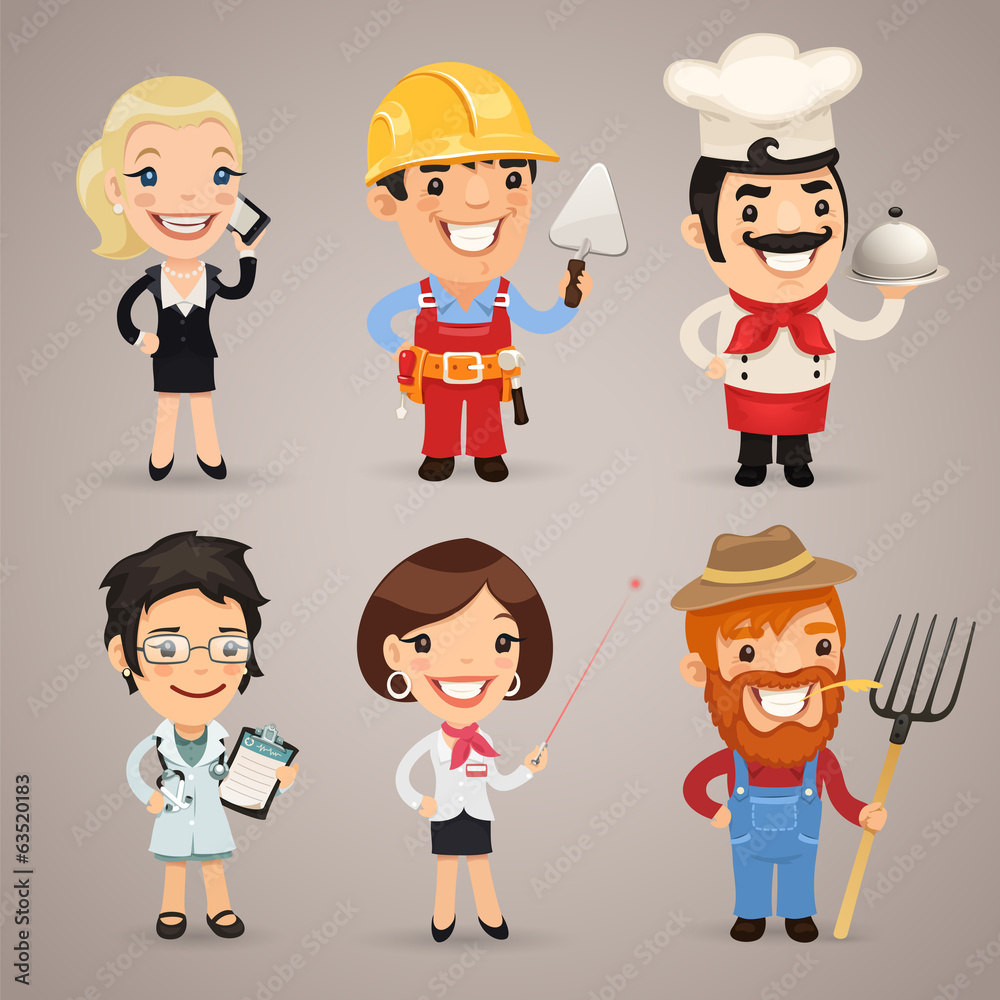 Professions Cartoon Characters Set1.2 With Clipping Paths Professions Cartoon Characters Set1.2 With Clipping Paths