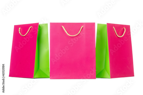 Colourful shopping bags isolated on white