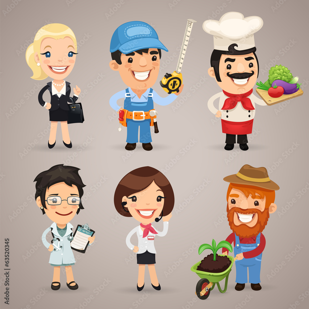 Professions Cartoon Characters Set1.3 With Clipping Paths Professions Cartoon Characters Set1.3 With Clipping Paths