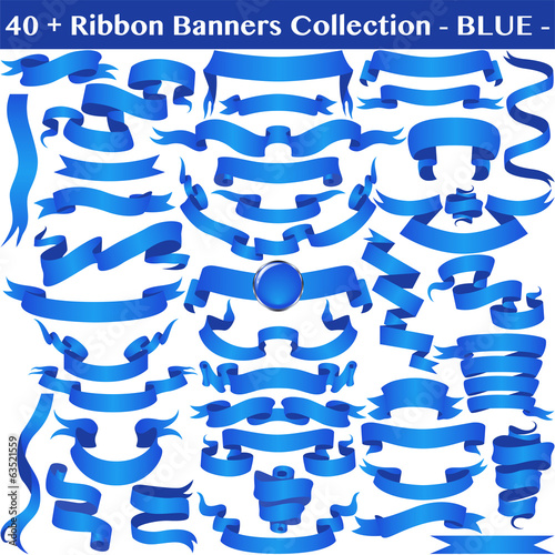 Blue Ribbon Banners Collection on white.