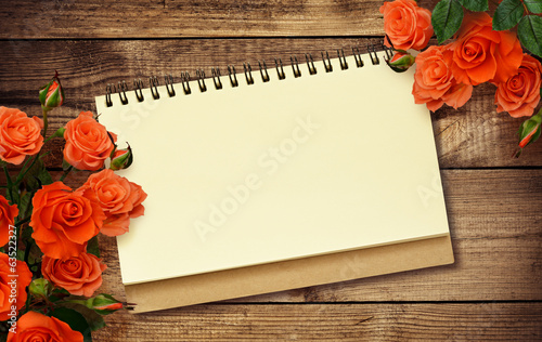 Notepad and roses