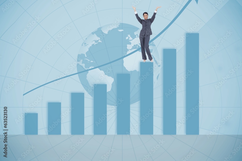 Composite image of cheering businesswoman Composite image of cheering businesswoman