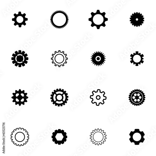 Vector black gears icons set