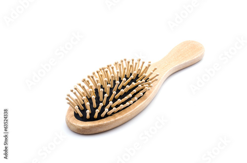 Wood comb isolated white background