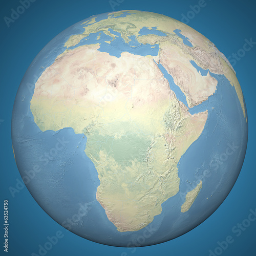 Mondo terra globo Africa Medio Oriente, cartina in rilievo photo