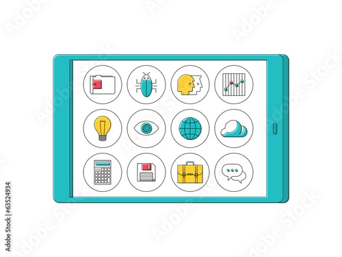 Digital tablet with line apps icons