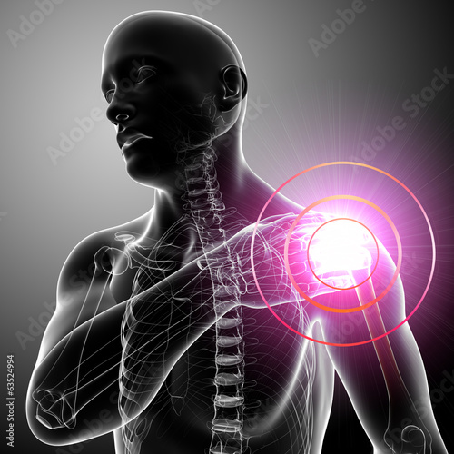 Anatomy of male Shoulder pain in black