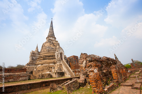 View of Wat Phra Si Sanphet in Ayutthaya Thailand