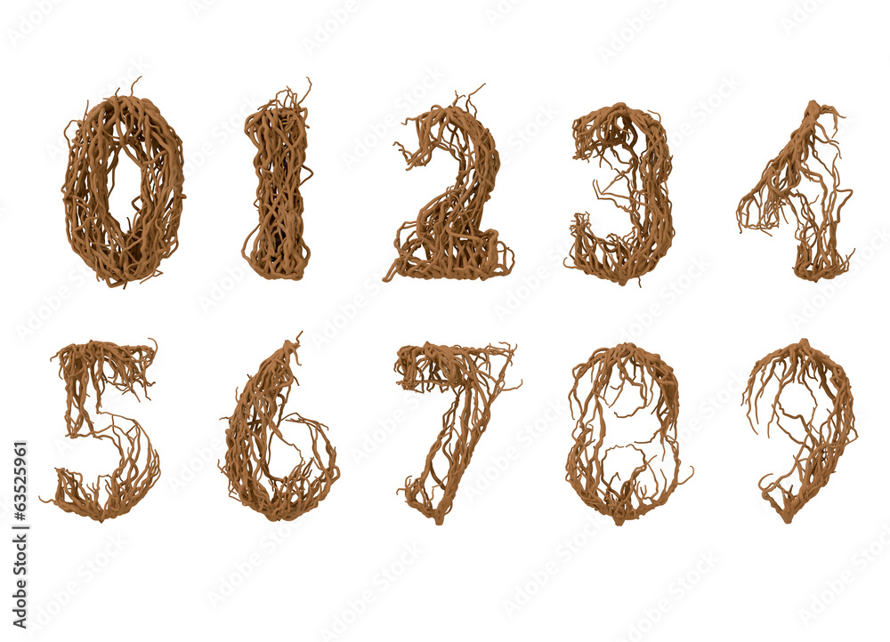 Naklejka premium All numbers constructed from little branches
