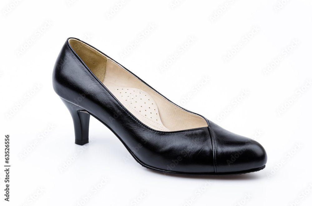 leather black shoes women isolated white background leather black shoes women isolated white background