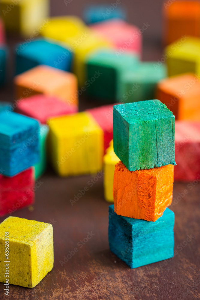 Colorful wooden building blocks Colorful wooden building blocks